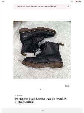 Dr Martens Black Leather Lace Up Boots| EU 41 | Doc Martens